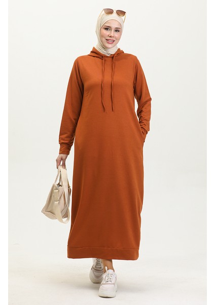 Iki Iplik Kapüşonlu Spor Elbise 0190-17 Taba