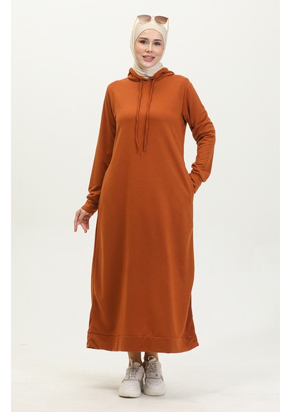 Iki Iplik Kapüşonlu Spor Elbise 0190-17 Taba modelleri
