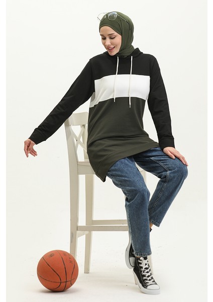 Kapüşonlu Tunik 23034-01 Siyah Haki