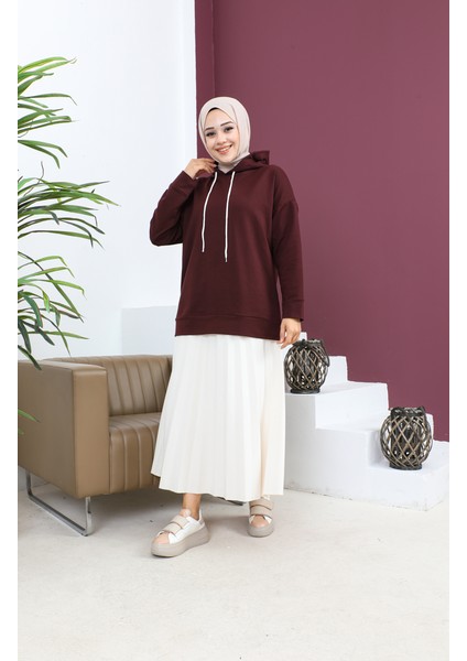 Kapüşonlu Sweatshirt 23002-04 Koyu Vişne fiyatları
