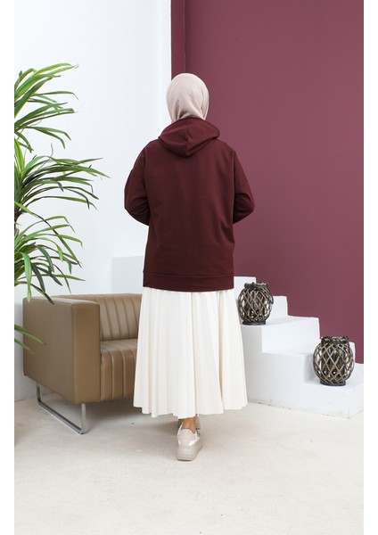 Kapüşonlu Sweatshirt 23002-04 Koyu Vişne indirimleri