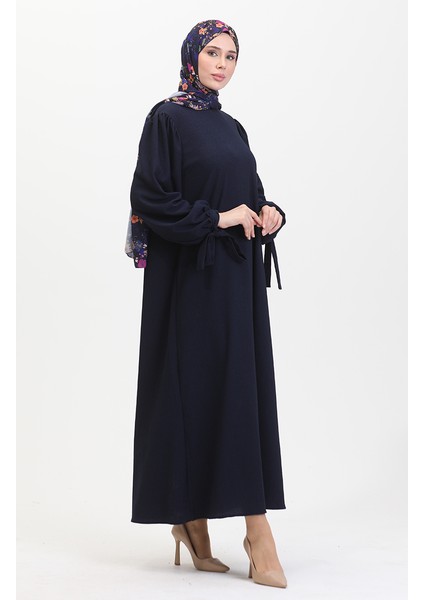Kolu Büzgülü Elbise 1053-02 Lacivert fiyatları