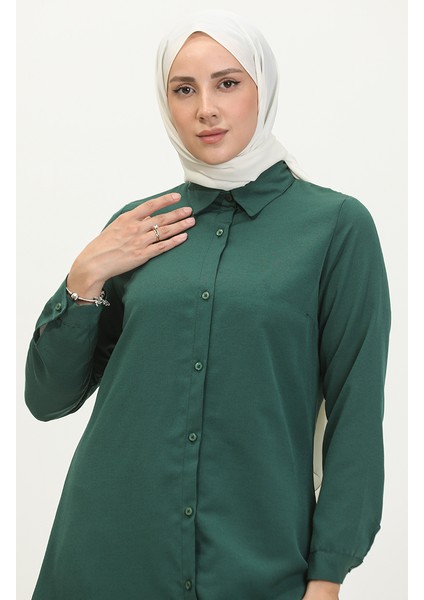 Düğmeli Tunik 6122-01 Zümrüt Yeşili