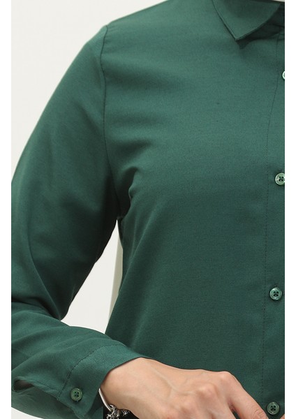 Düğmeli Tunik 6122-01 Zümrüt Yeşili