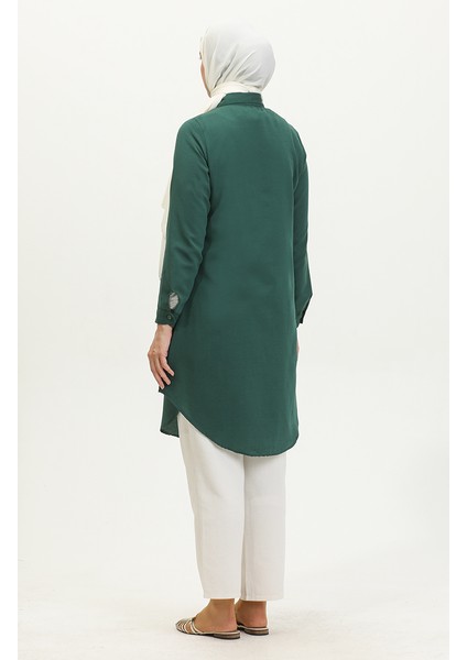 Düğmeli Tunik 6122-01 Zümrüt Yeşili