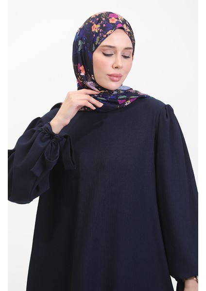 Kolu Büzgülü Elbise 1053-02 Lacivert modelleri