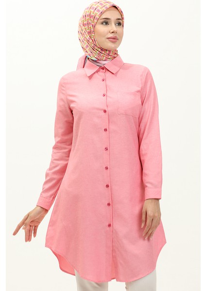 Cepli Düğmeli Tunik 6472-19 Pembe