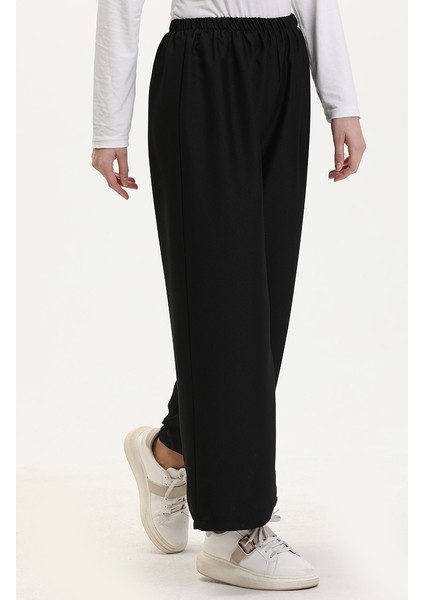 Beli Lastikli Bol Paça Pantolon 1143-01 Siyah