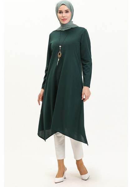 Kolyeli Tunik 2323-10 Zümrüt Yeşili