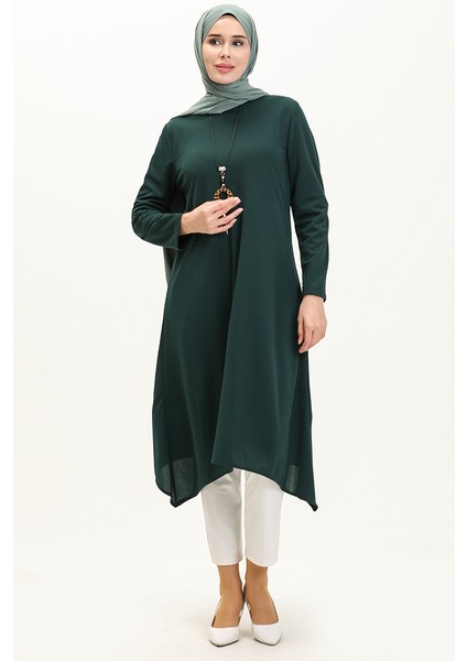 Kolyeli Tunik 2323-10 Zümrüt Yeşili