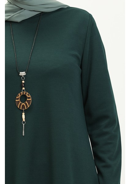 Kolyeli Tunik 2323-10 Zümrüt Yeşili