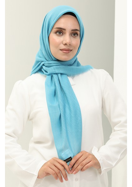 Düz Flamlı Eşarp 2026-12 Buz Mavisi