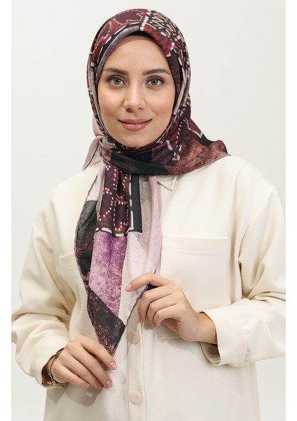 Desenli Soft Eşarp 2067-05 Mint Yeşili Kırmızı