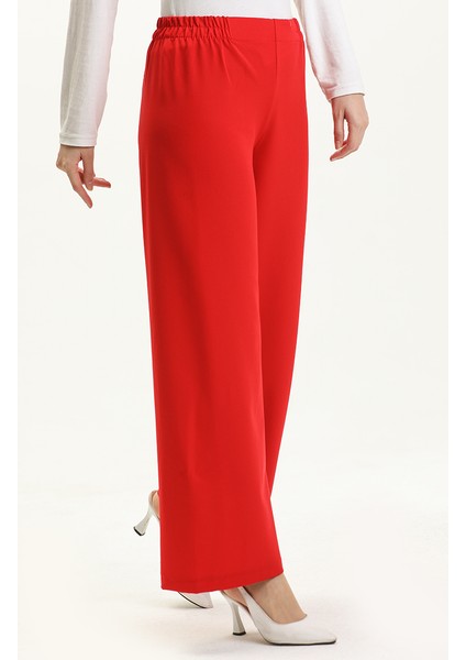Beli Lastikli Bol Paça Pantolon 2951-17 Kırmızı