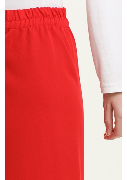 Beli Lastikli Bol Paça Pantolon 2951-17 Kırmızı modelleri