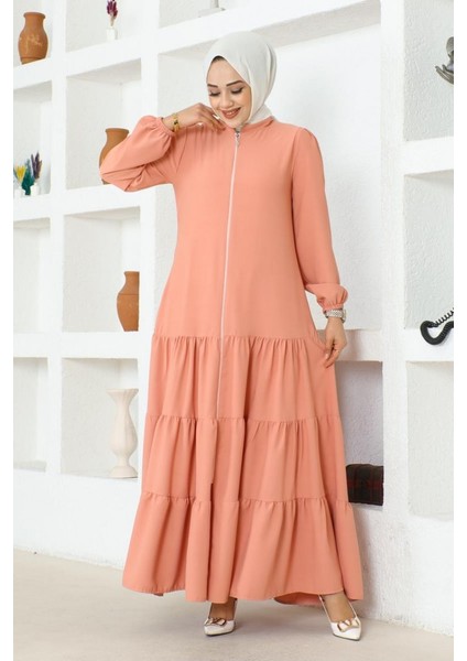 Eteği Katlı Jessica Krep Ferace 0031-03 Pudra