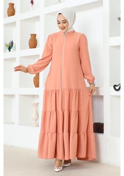 Eteği Katlı Jessica Krep Ferace 0031-03 Pudra