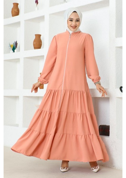Eteği Katlı Jessica Krep Ferace 0031-03 Pudra