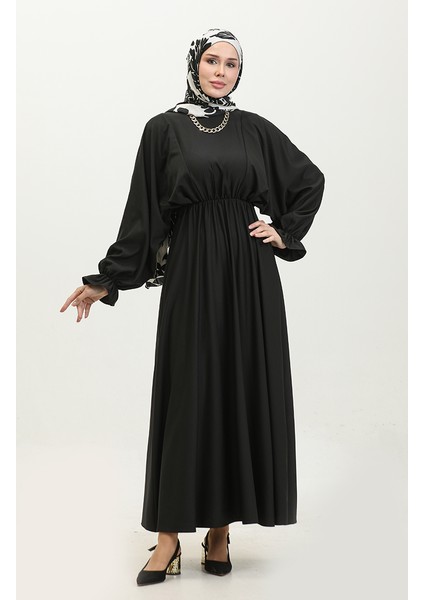 Omuzdan Pileli Elbise 2064-01 Siyah fiyatları