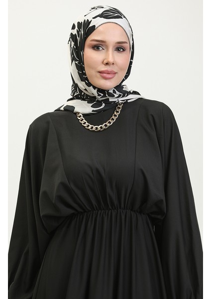 Omuzdan Pileli Elbise 2064-01 Siyah modelleri