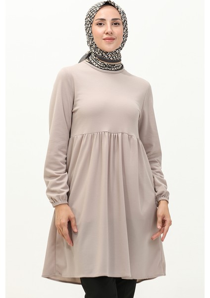 Büzgülü Tunik 7272-02 Bej