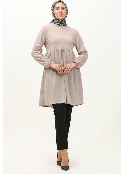 Büzgülü Tunik 7272-02 Bej
