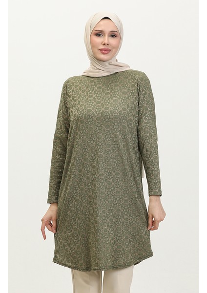 Rahat Kesim Desenli Salaş Tunik 8713A-01 Yeşil