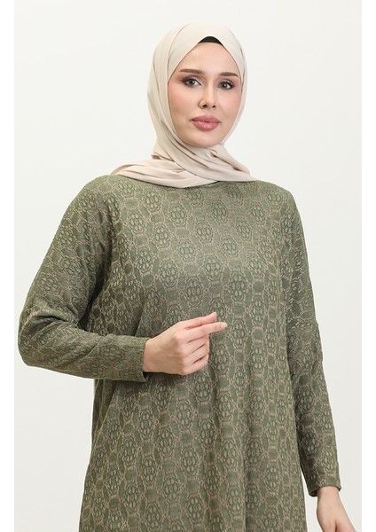 Rahat Kesim Desenli Salaş Tunik 8713A-01 Yeşil