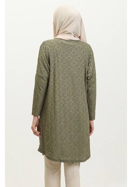 Rahat Kesim Desenli Salaş Tunik 8713A-01 Yeşil
