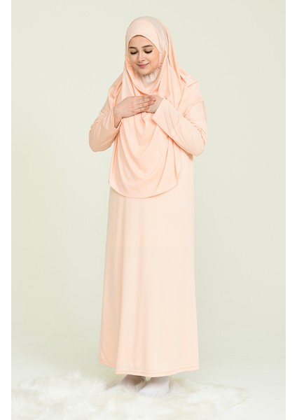 Çantalı Namaz Elbisesi 4486A-16 Pudra
