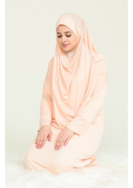 Çantalı Namaz Elbisesi 4486A-16 Pudra