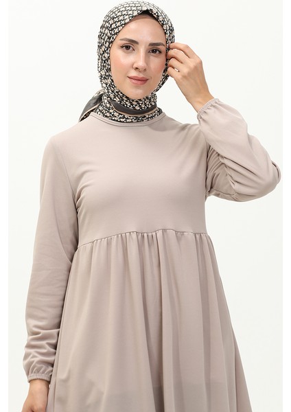 Büzgülü Tunik 7272-02 Bej