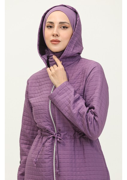 Kapüşonlu Beli Büzgülü Kap 0314-06 Lila
