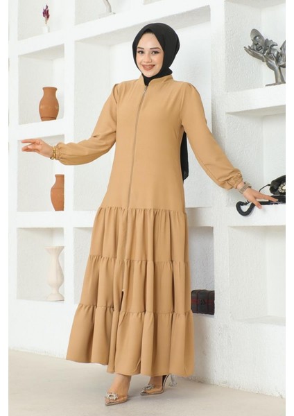 Eteği Katlı Jessica Krep Ferace 0031-06 Vizon