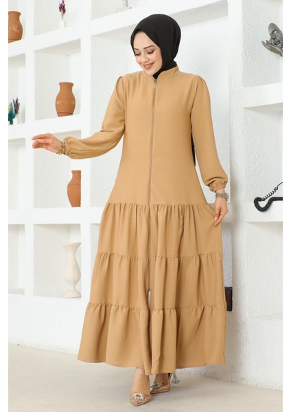 Eteği Katlı Jessica Krep Ferace 0031-06 Vizon