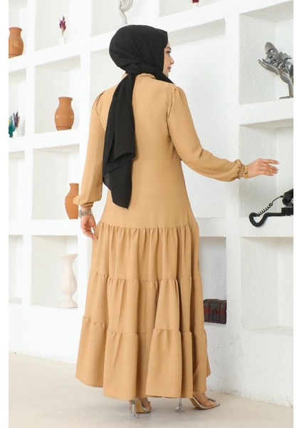 Eteği Katlı Jessica Krep Ferace 0031-06 Vizon
