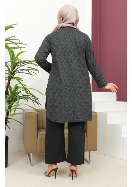 B. S. Desenli Tunik Pantolon Takım 2692-01 Siyah