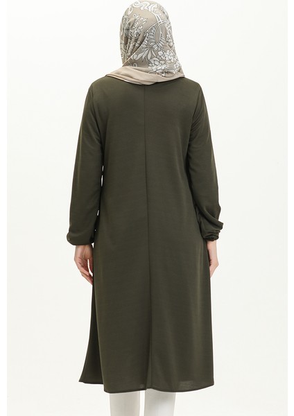 Kolyeli Uzun Tunik 2727-11 Haki