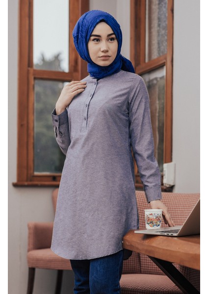 Hakim Yaka Tunik 6474-06 Lacivert