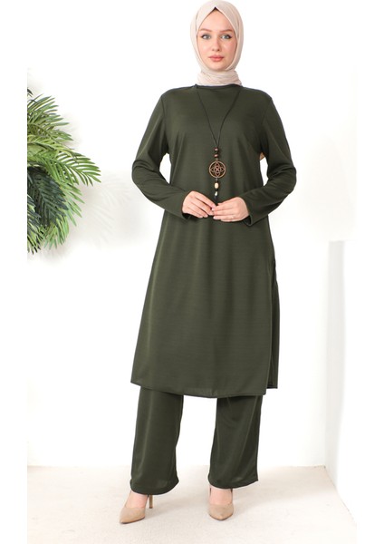 Kolyeli Tunik Pantolon Ikili Takım 8585-07 Haki