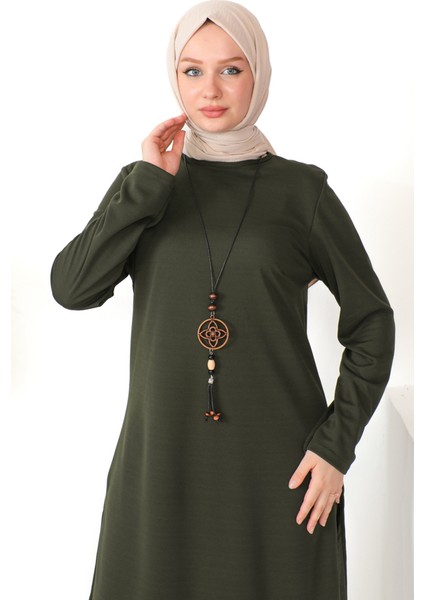 Kolyeli Tunik Pantolon Ikili Takım 8585-07 Haki