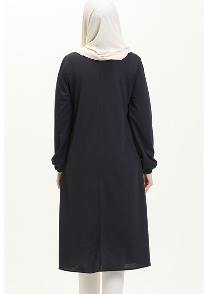 Kolyeli Uzun Tunik 2727-03 Lacivert