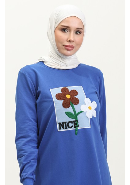 Papatya Nakışlı Tunik 9116-04 Saks