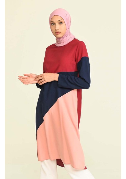Üç Parçalı Viskon Tunik 6447-05 Bordo