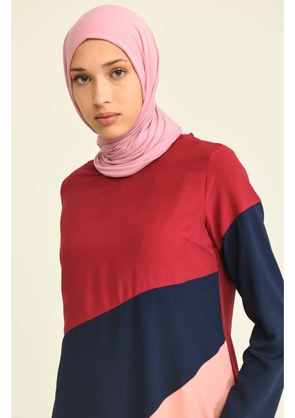 Üç Parçalı Viskon Tunik 6447-05 Bordo fırsatları