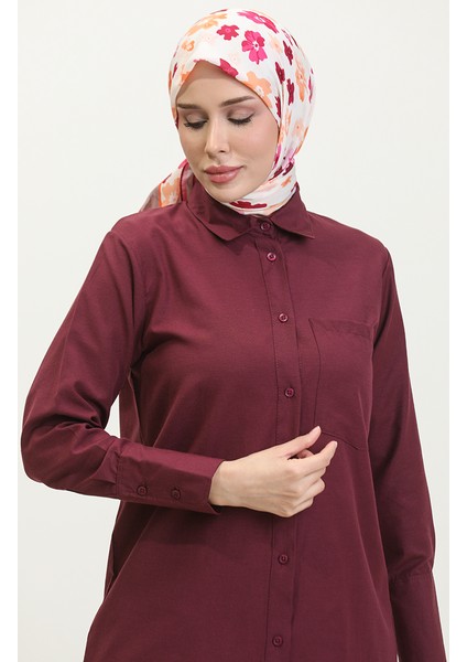 Düğmeli Tunik 4820-07 Mürdüm modelleri