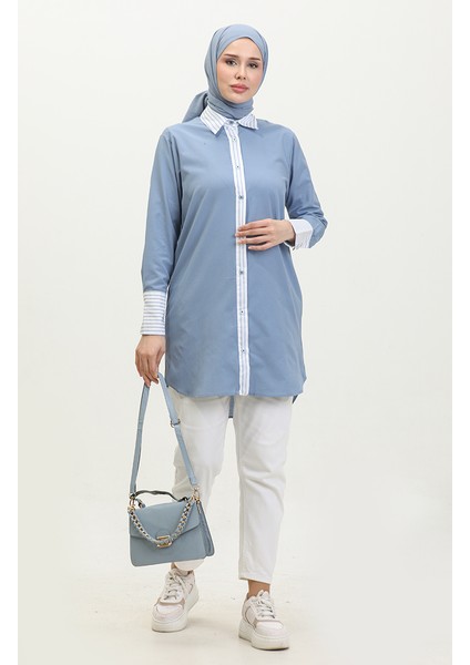 Çizgili Garnili Tunik 4823-08 Indigo fiyatları