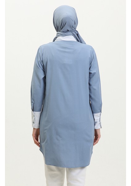 Çizgili Garnili Tunik 4823-08 Indigo indirimleri