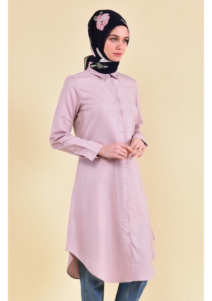 Cepli Düğmeli Tunik 6472-11 Pudra