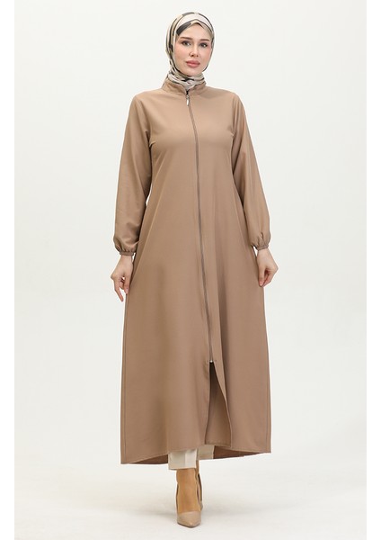 Kol Ucu Lastikli Fermuarlı Düz Ferace 1013-04 Bej modelleri